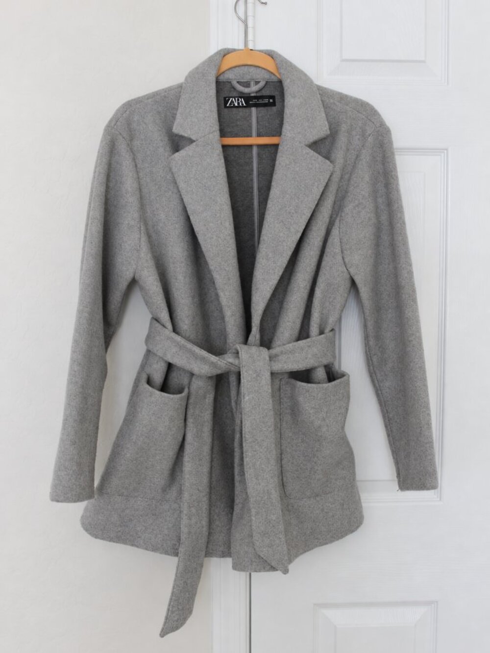 Zara Gray Belted Wrap Coat